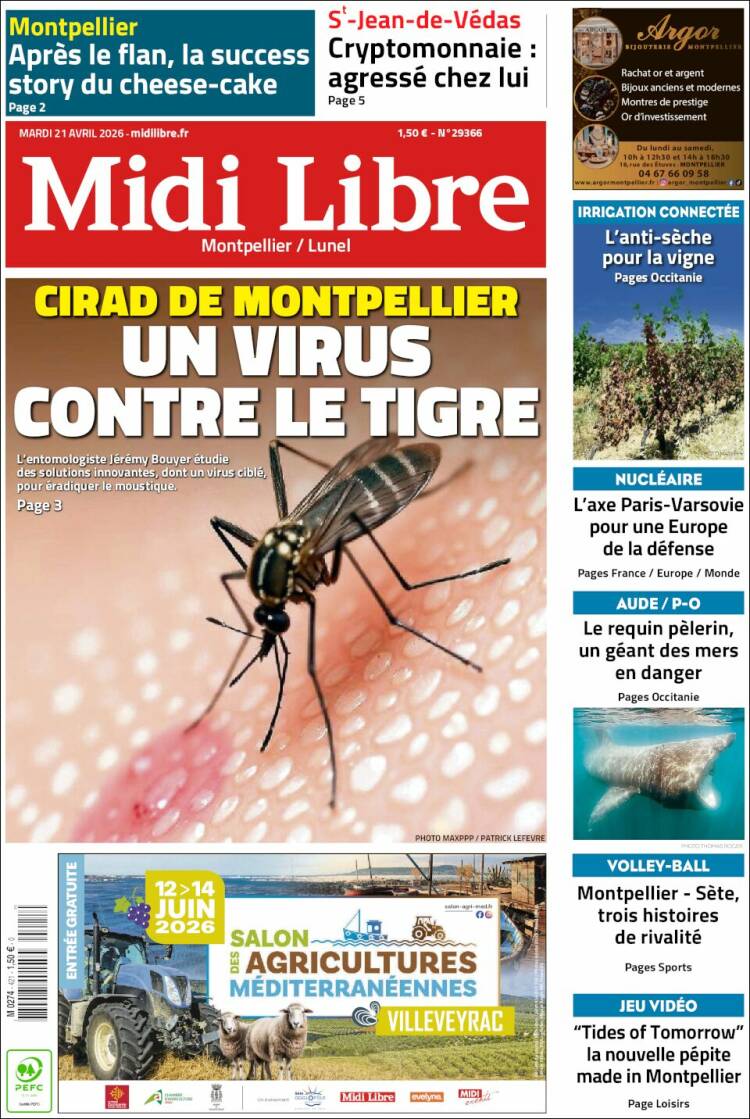 Portada de Midi Libre (Francia)