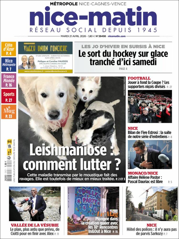 Portada de Nice-Matin (Francia)