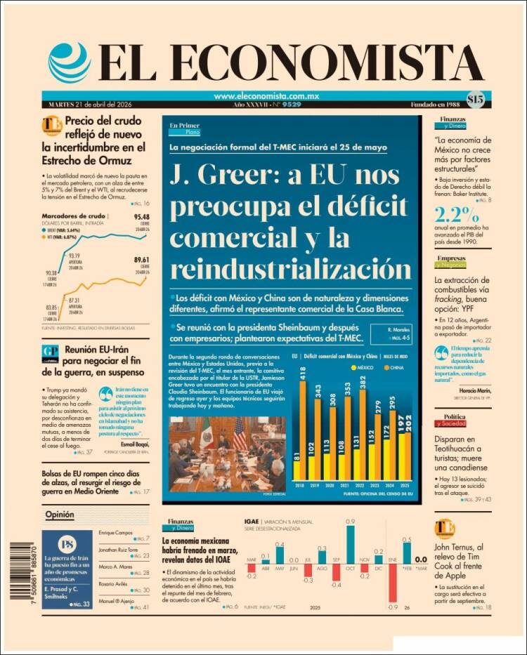 Portada de El Economista (M&eacute;xico)