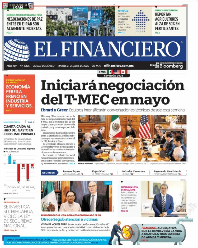 Portada de El Financiero (M&eacute;xico)