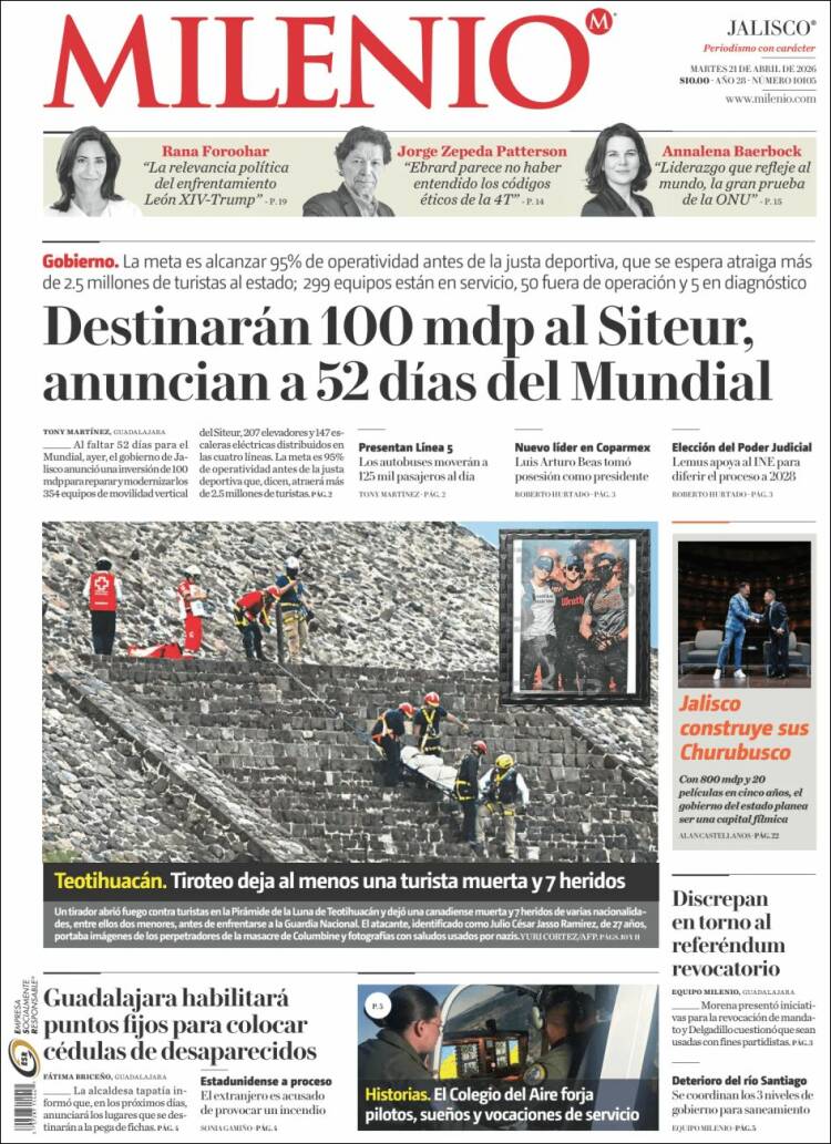 Portada de Milenio - Jalisco (M&eacute;xico)