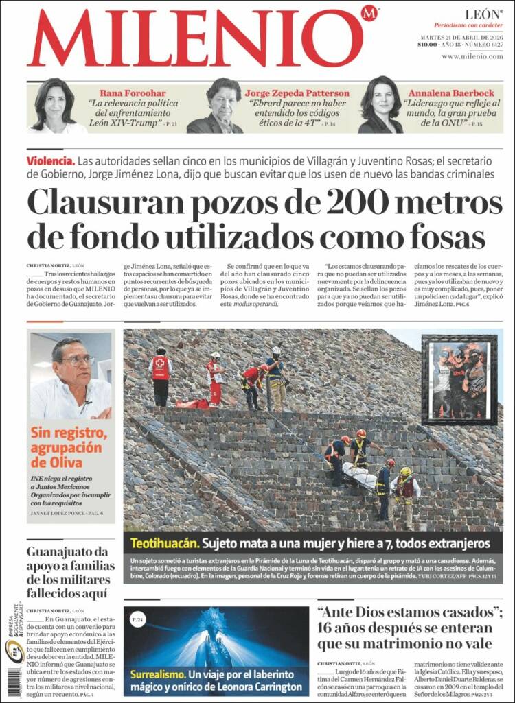 Portada de Milenio de León (M&eacute;xico)