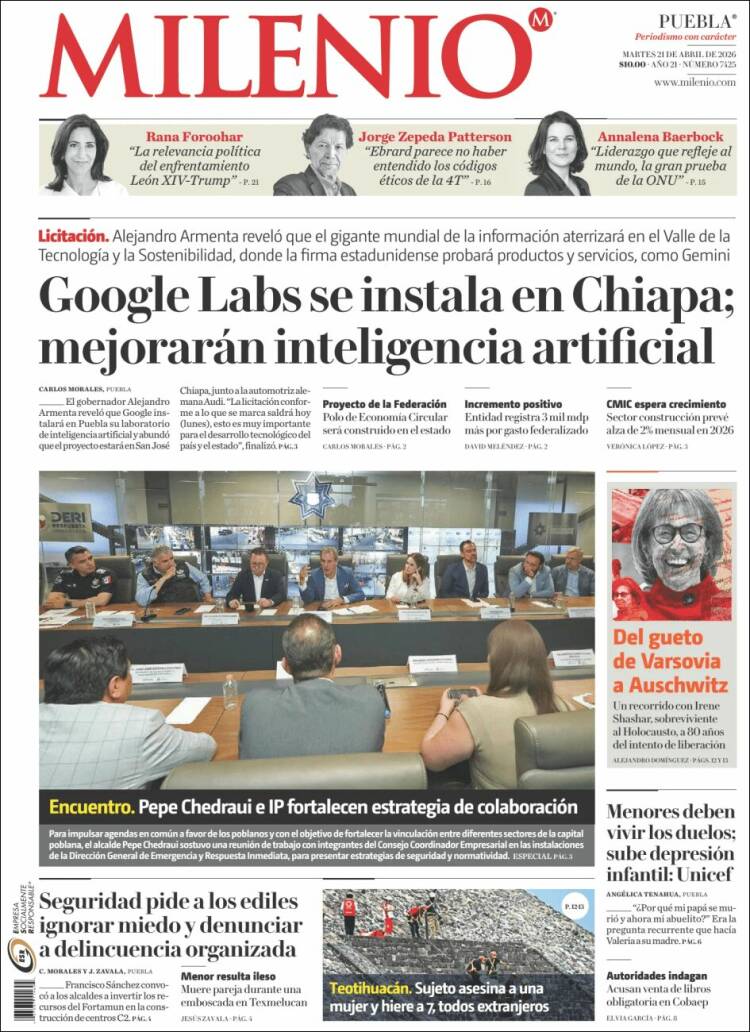 Portada de Milenio de Puebla (M&eacute;xico)