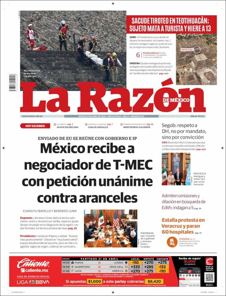 Portada de La Razón (M&eacute;xico)