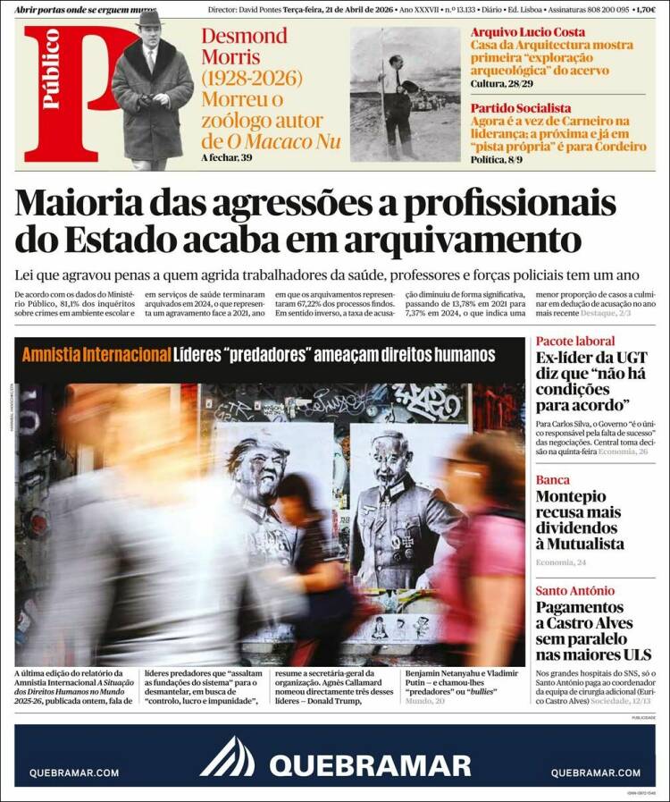 Portada de Público (Portugal)