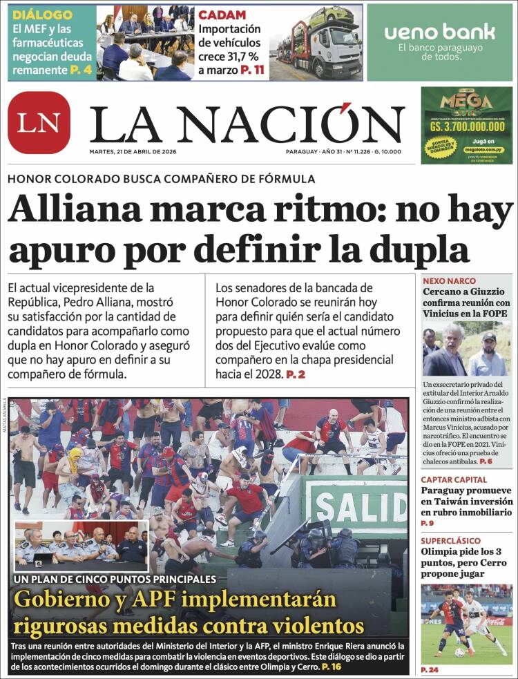 Portada de La Nación (Paraguay)