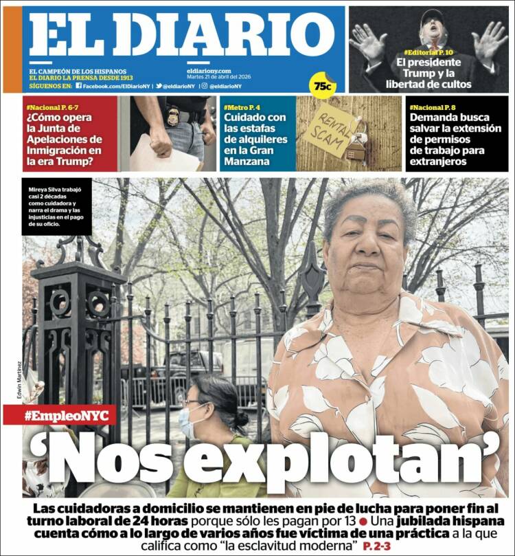 Portada de El Diario NY (USA)
