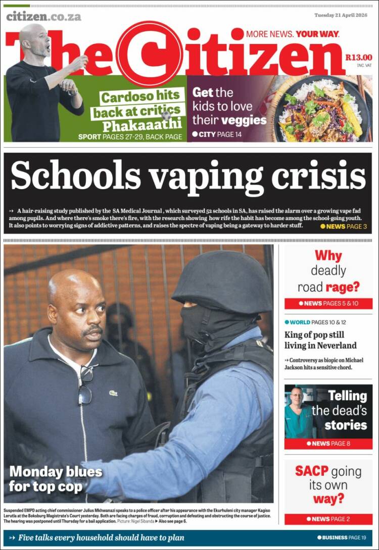 Portada de The Citizen (Sud&aacute;frica)