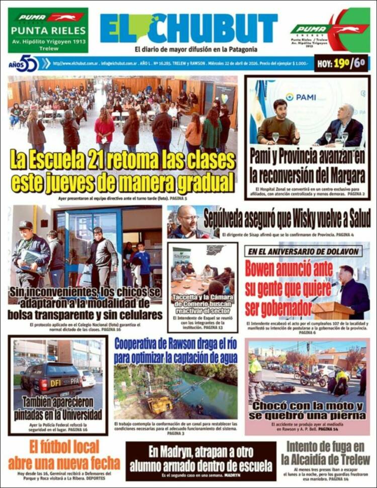 Portada de El Chubut (Argentina)