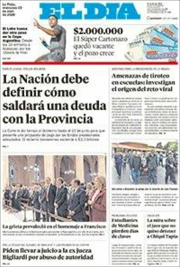 Portada de El Día de la Plata (Argentina)