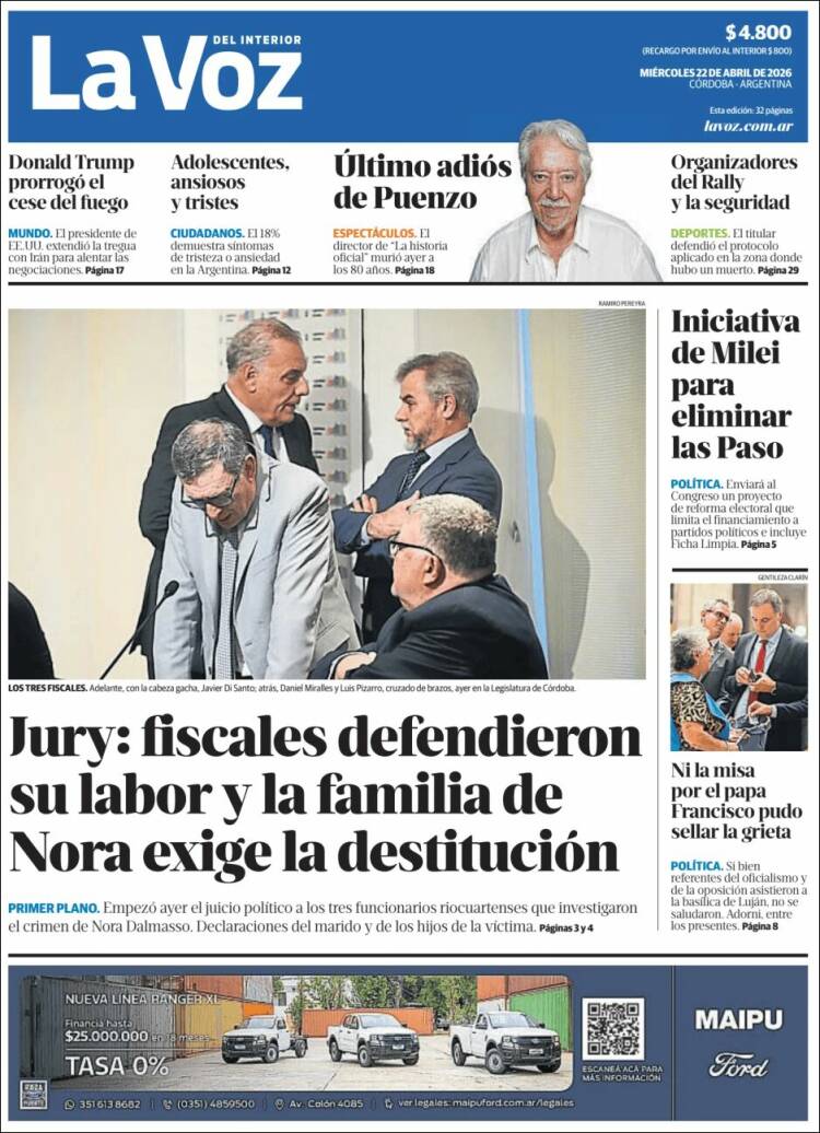 Portada de La Voz del Interior (Argentina)