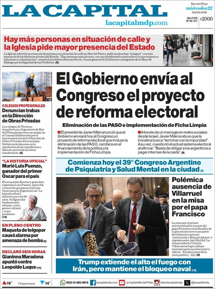 Portada de Diario La Capital - Mar del Plata (Argentina)