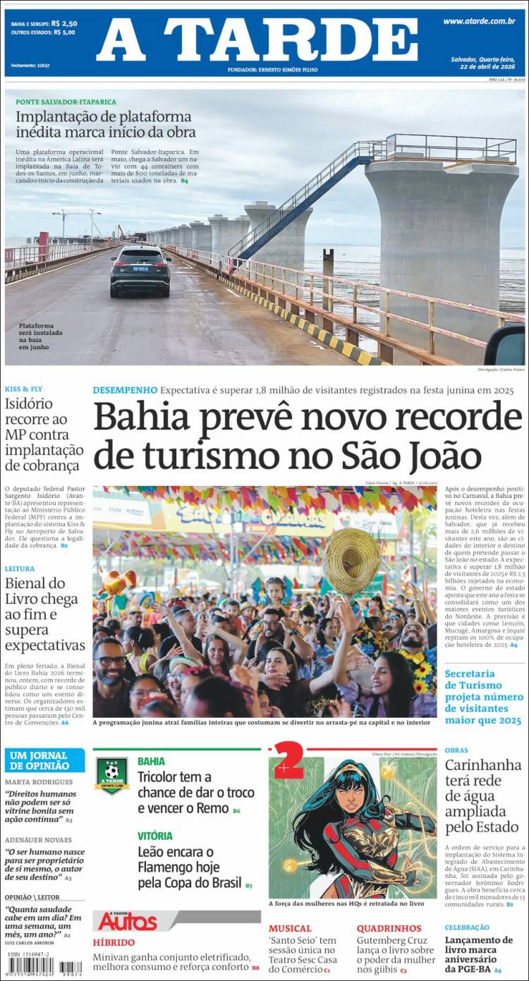Portada de Diário A Tarde (Brasil)