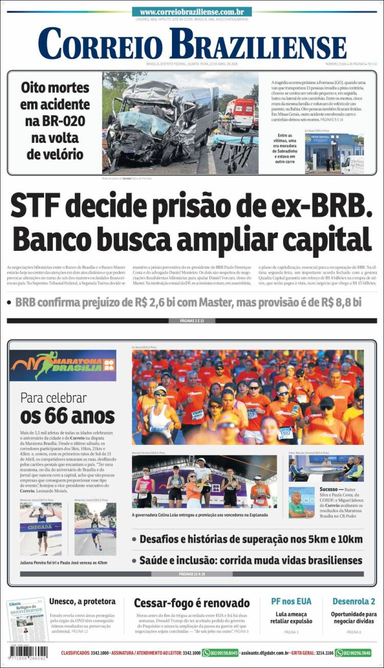 Portada de Correio Braziliense (Brasil)