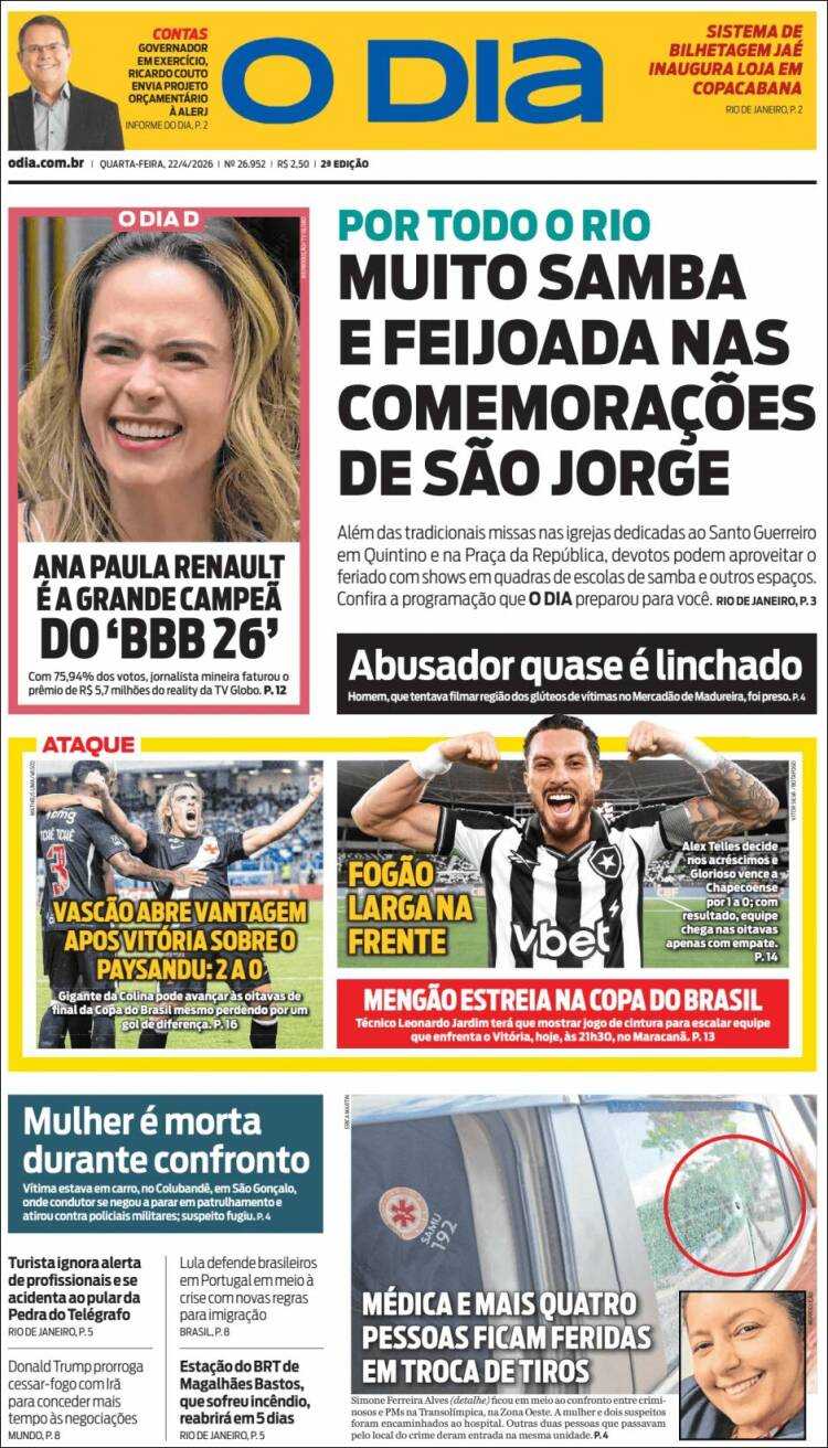 Portada de O Dia (Brasil)