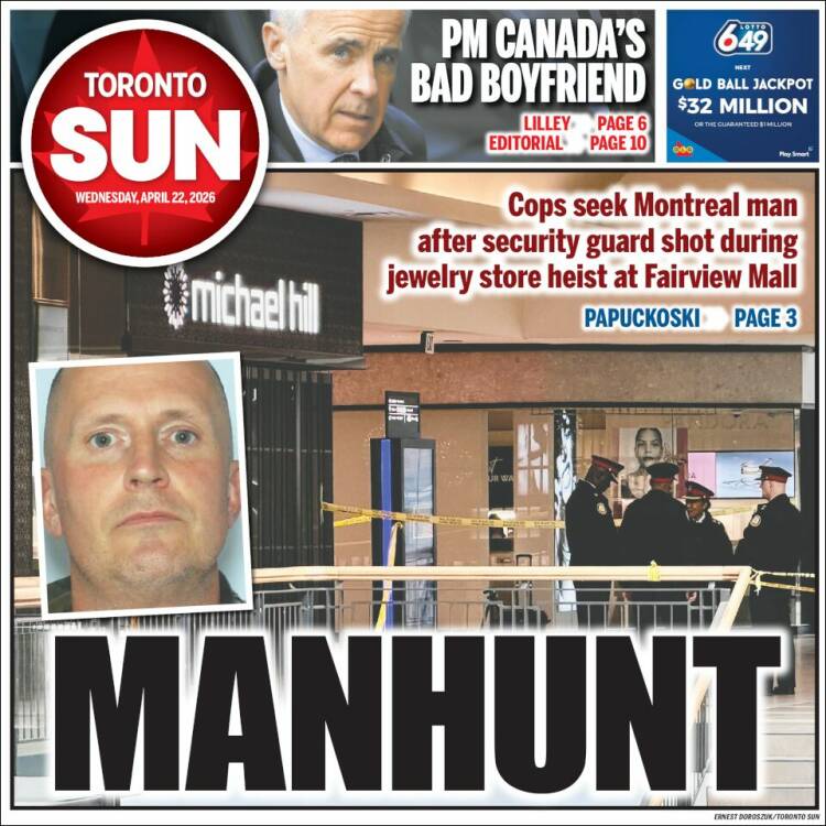 Portada de The Toronto Sun (Canad&aacute;)