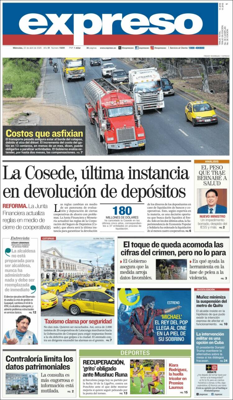 Portada de Expreso (Ecuador)