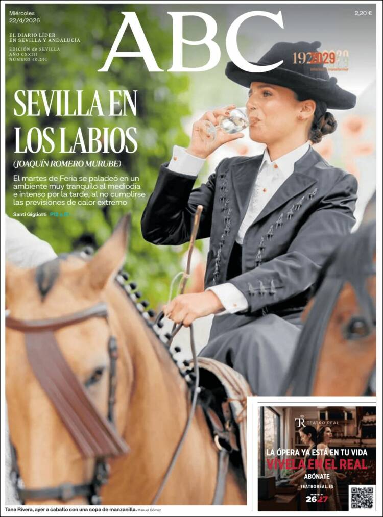 Portada de ABC - Sevilla (Espa&ntilde;a)