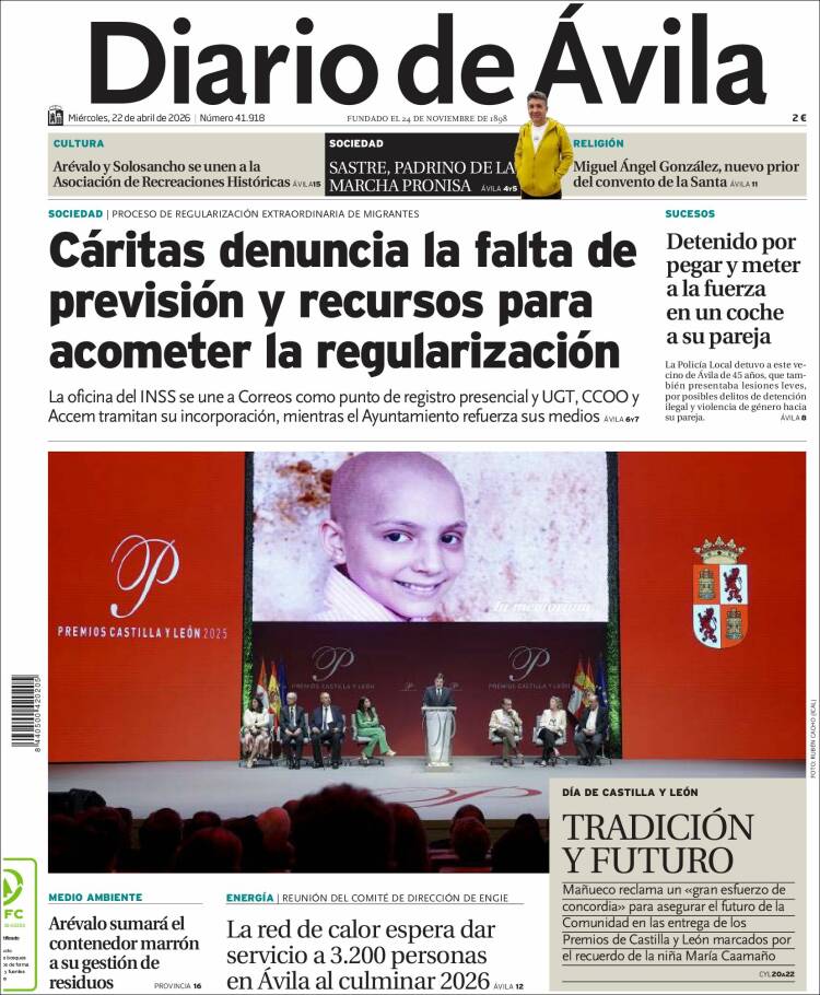 Portada de Diario de Ávila (Espa&ntilde;a)
