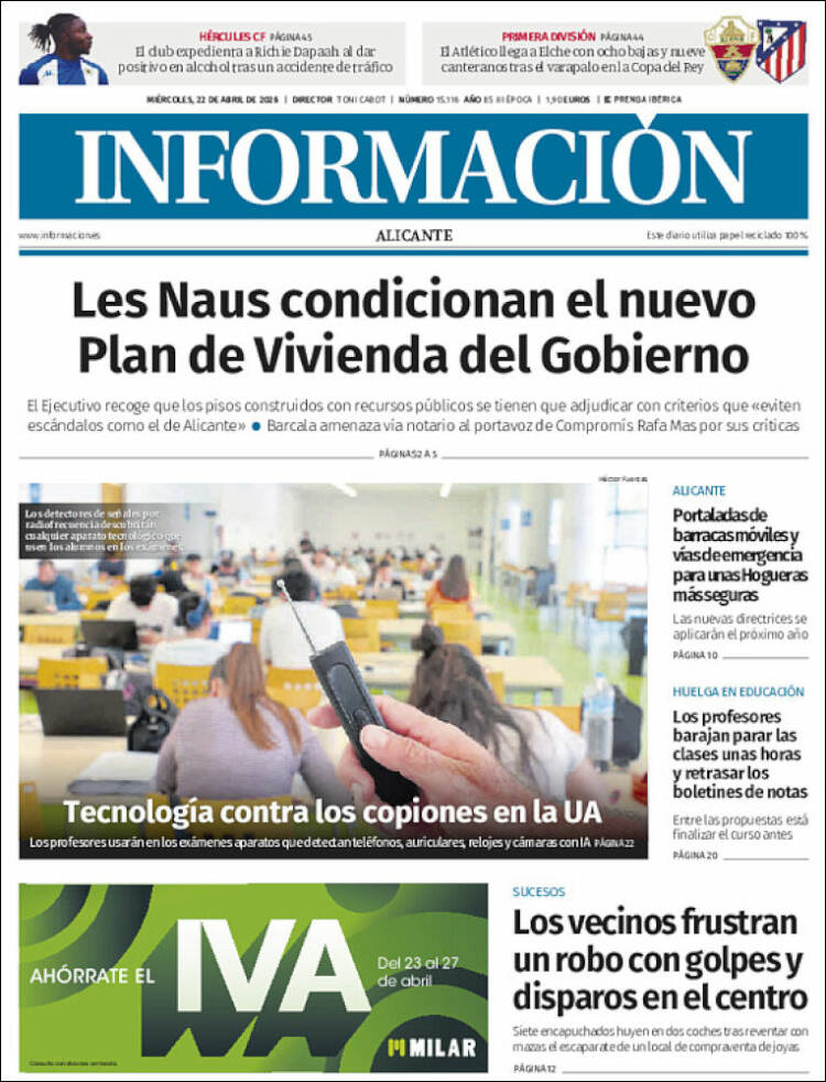 Portada de Diario Información (Espa&ntilde;a)