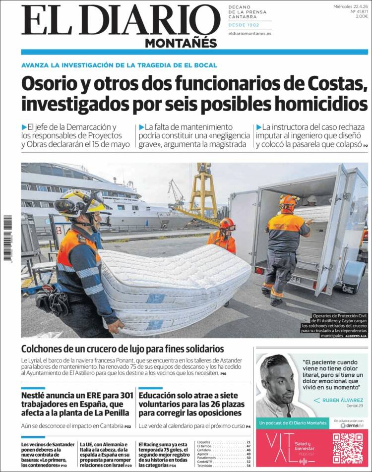 Portada de El Diario Montañés (Espa&ntilde;a)