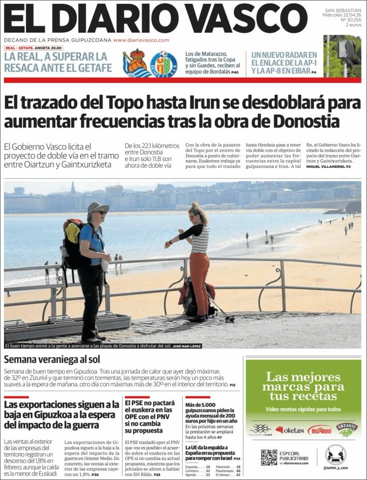 Portada de Diario Vasco (Espa&ntilde;a)