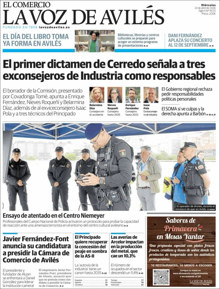 Portada de El Comercio - Avilés (Espa&ntilde;a)