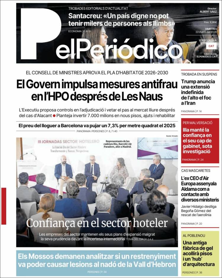 Portada de El Periódico de Catalunya (Espa&ntilde;a)