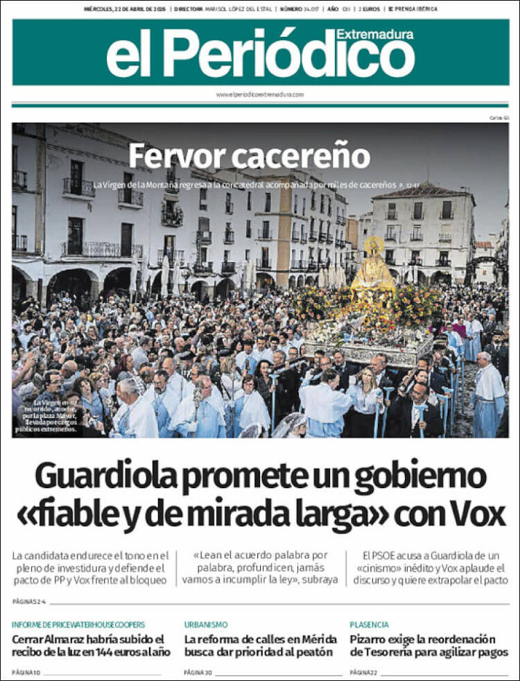Portada de El Periódico de Extremadura (Espa&ntilde;a)