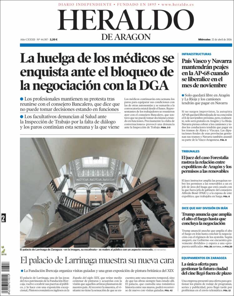 Portada de Heraldo de Aragón (Espa&ntilde;a)