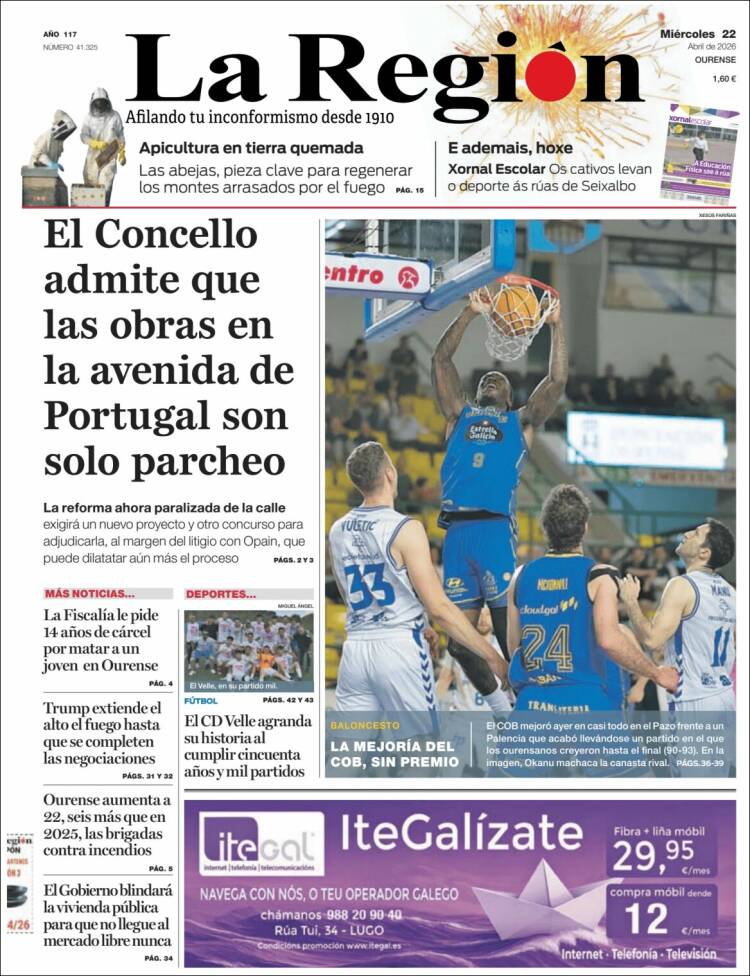 Portada de La Región de Ourense (Espa&ntilde;a)