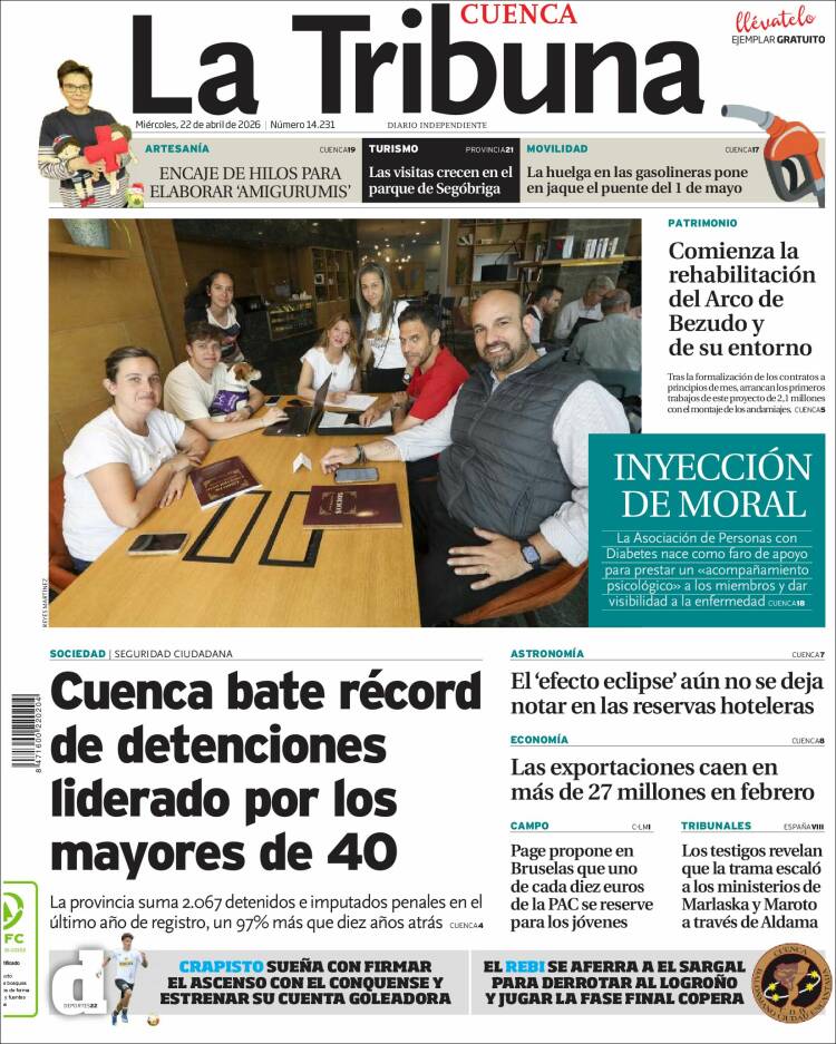 Portada de La Tribuna de Cuenca (Espa&ntilde;a)
