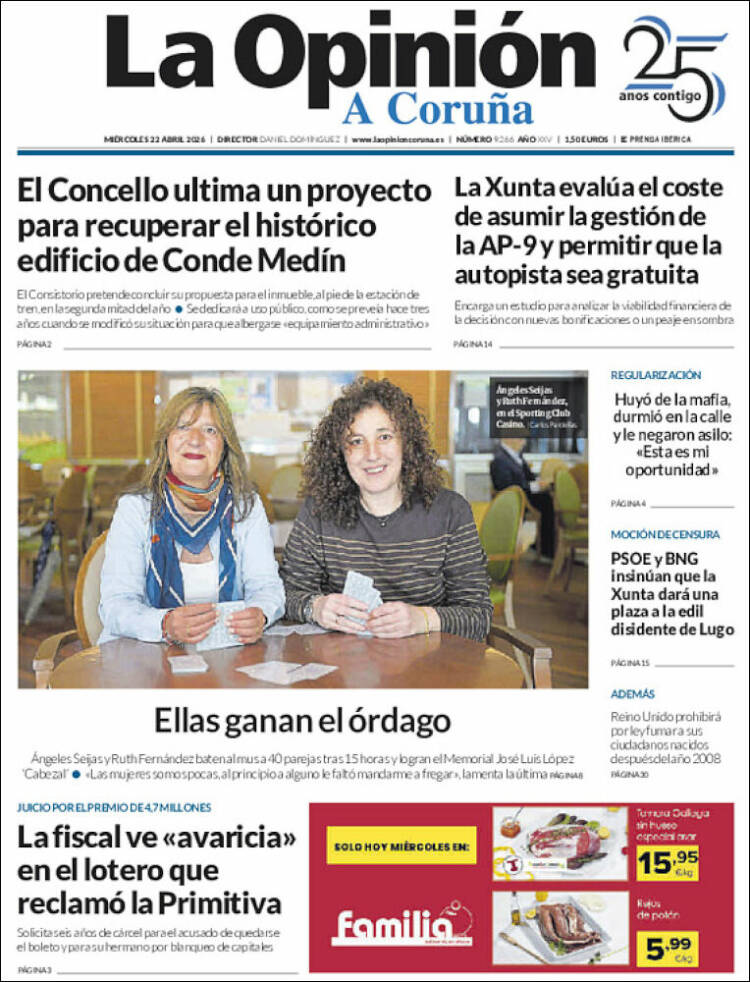 Portada de La Opinión de A Coruña (Espa&ntilde;a)