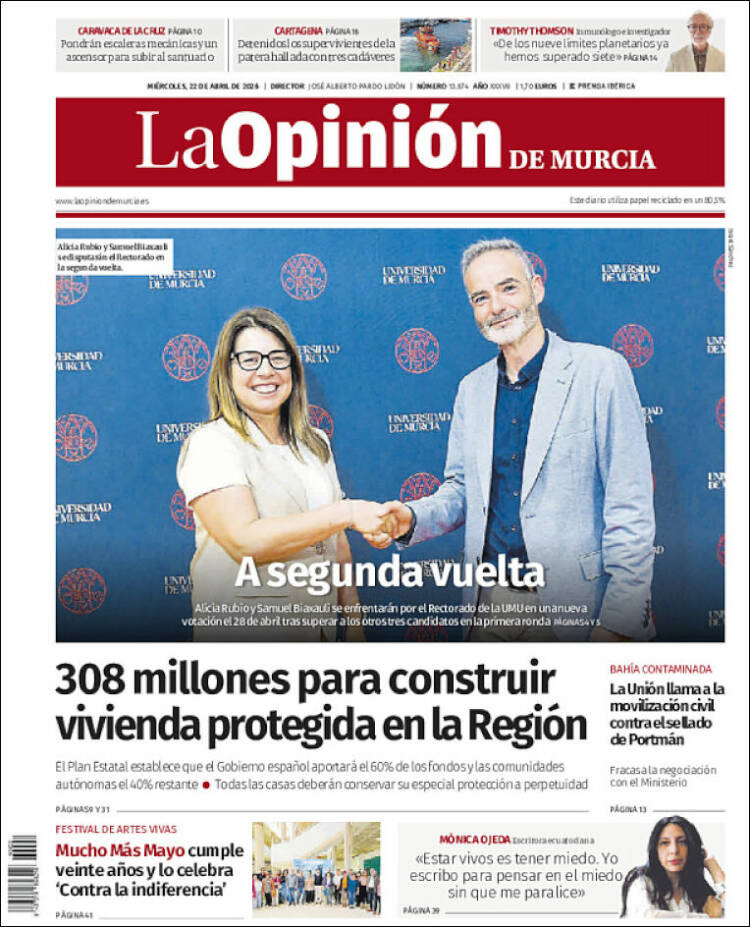 Portada de La Opinión de Murcia (Espa&ntilde;a)