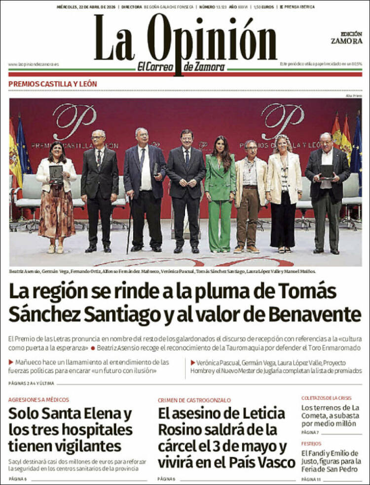 Portada de La Opinión - El Correo de Zamora (Espa&ntilde;a)
