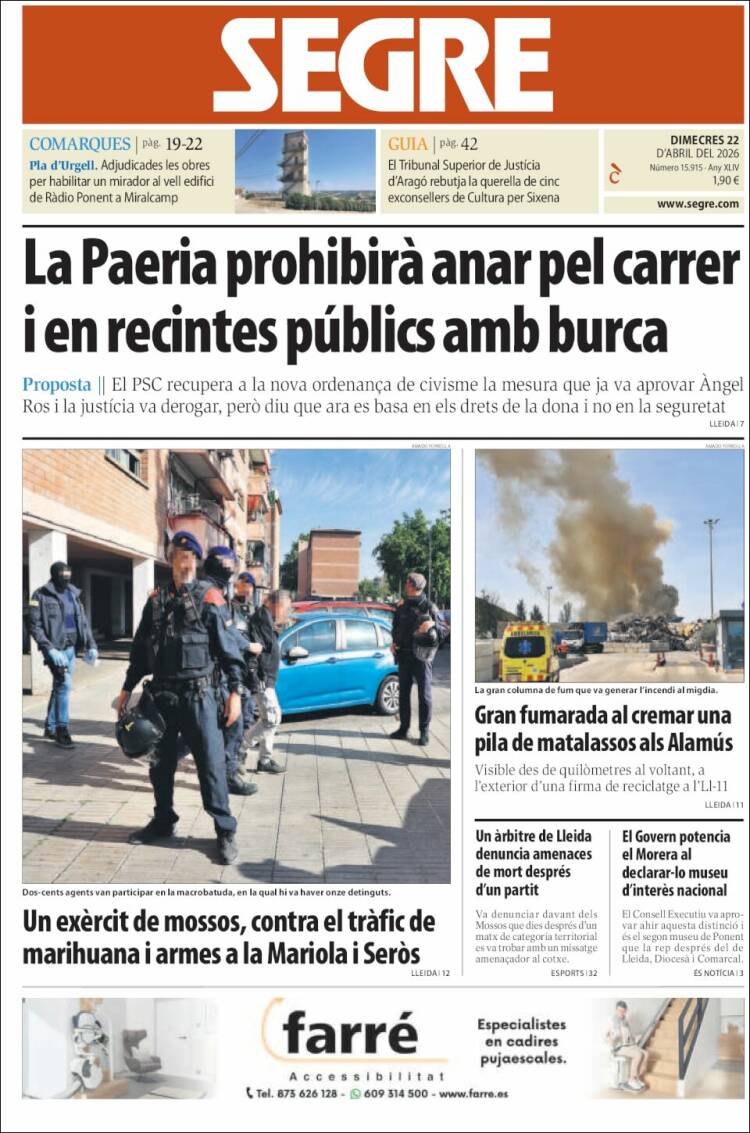 Portada de Segre (Espa&ntilde;a)