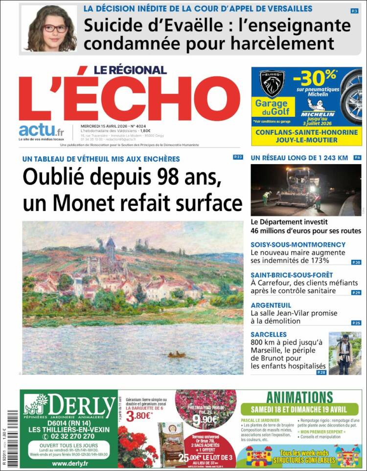 Portada de L'Echo de la Haute-Vienne (Francia)