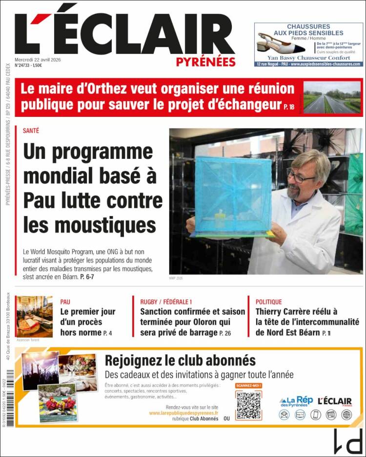 Portada de L'Eclair des Pyrénées (Francia)