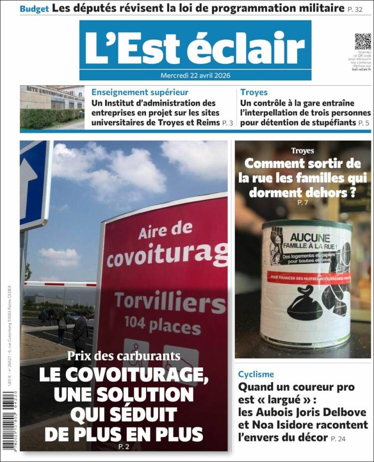 Portada de L'Est Eclair (Francia)