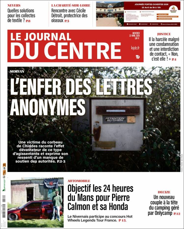 Portada de Le Journal du Centre (Francia)