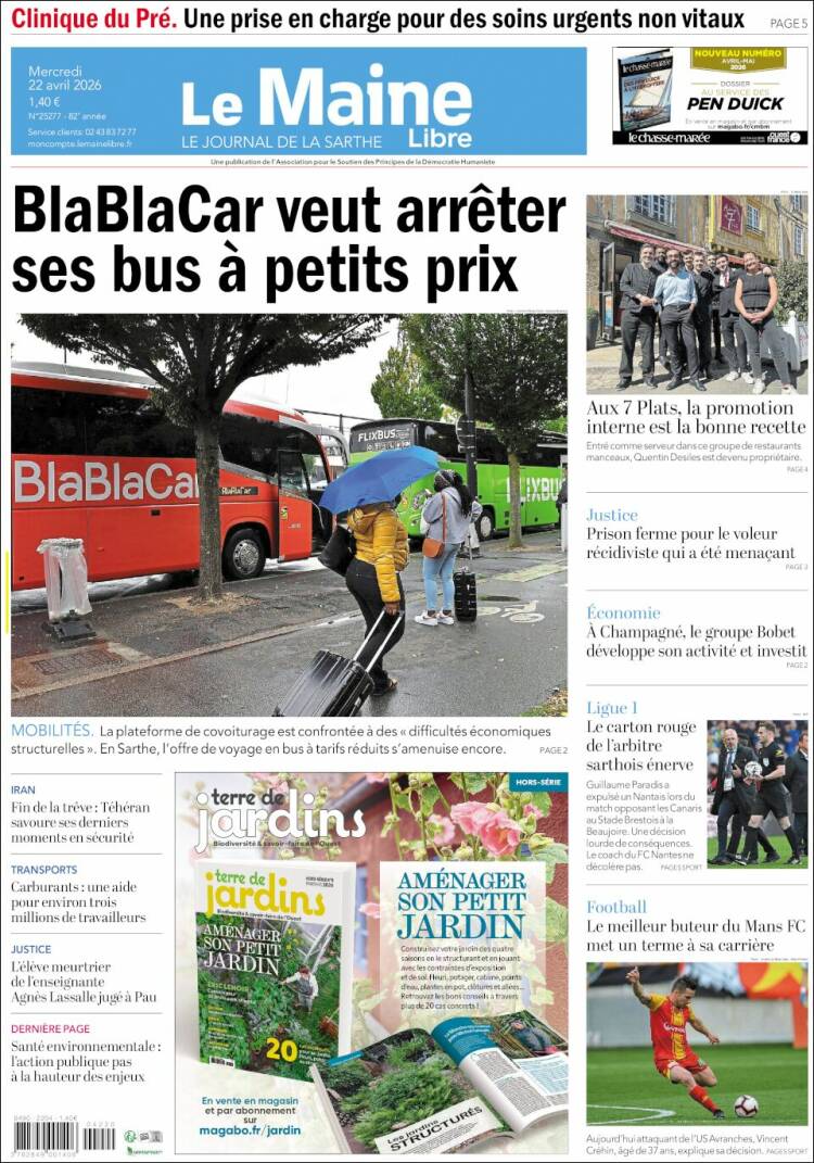 Portada de Le Maine Libre (Francia)