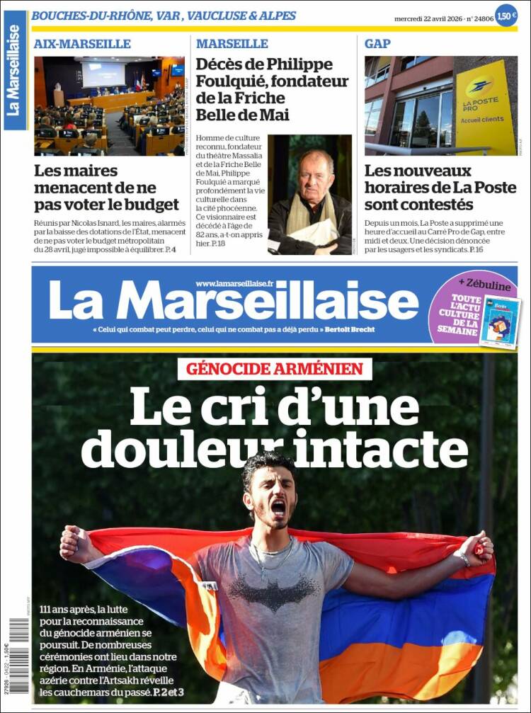 Portada de La Marseillaise (Francia)
