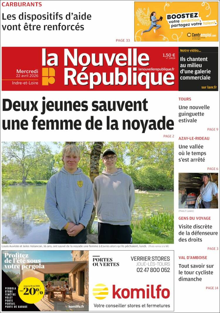 Portada de La Nouvelle Republique (Francia)