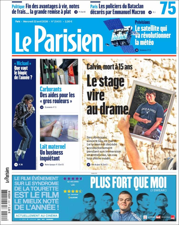 Portada de Le Parisien (Francia)