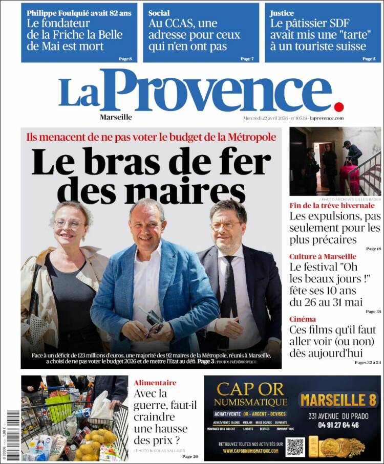 Portada de La Provence (Francia)