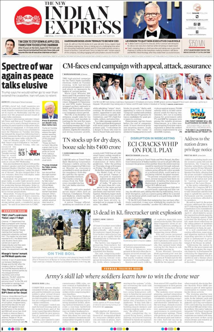 Portada de New Indian Express (India)
