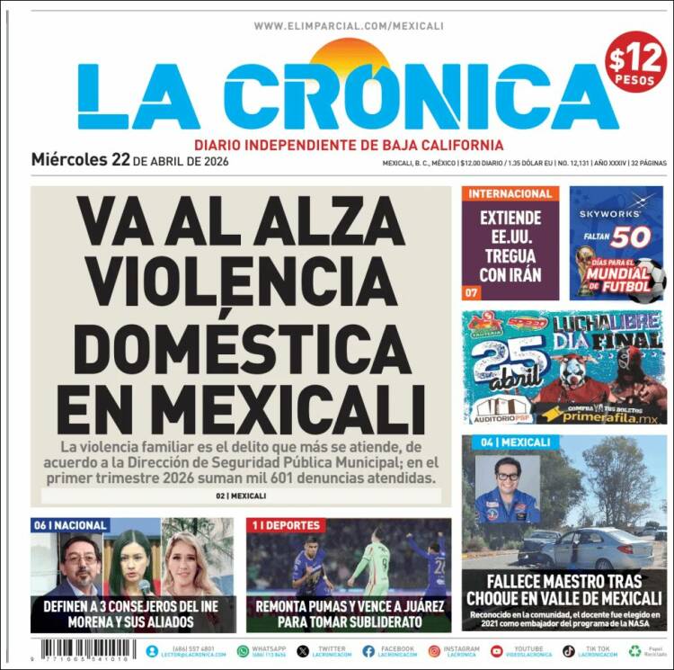 Portada de La Crónica de Baja California (M&eacute;xico)