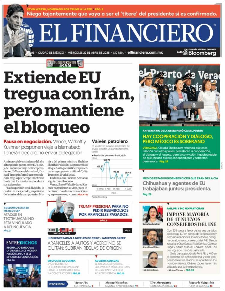 Portada de El Financiero (M&eacute;xico)