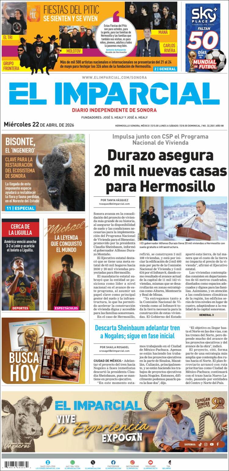 Portada de El Imparcial (M&eacute;xico)