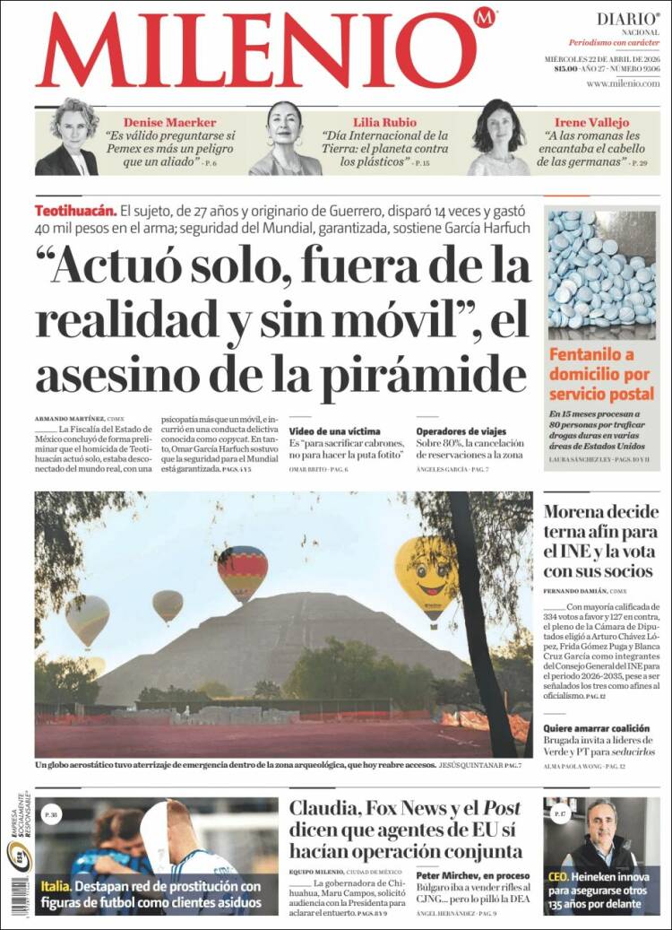 Portada de Milenio (M&eacute;xico)